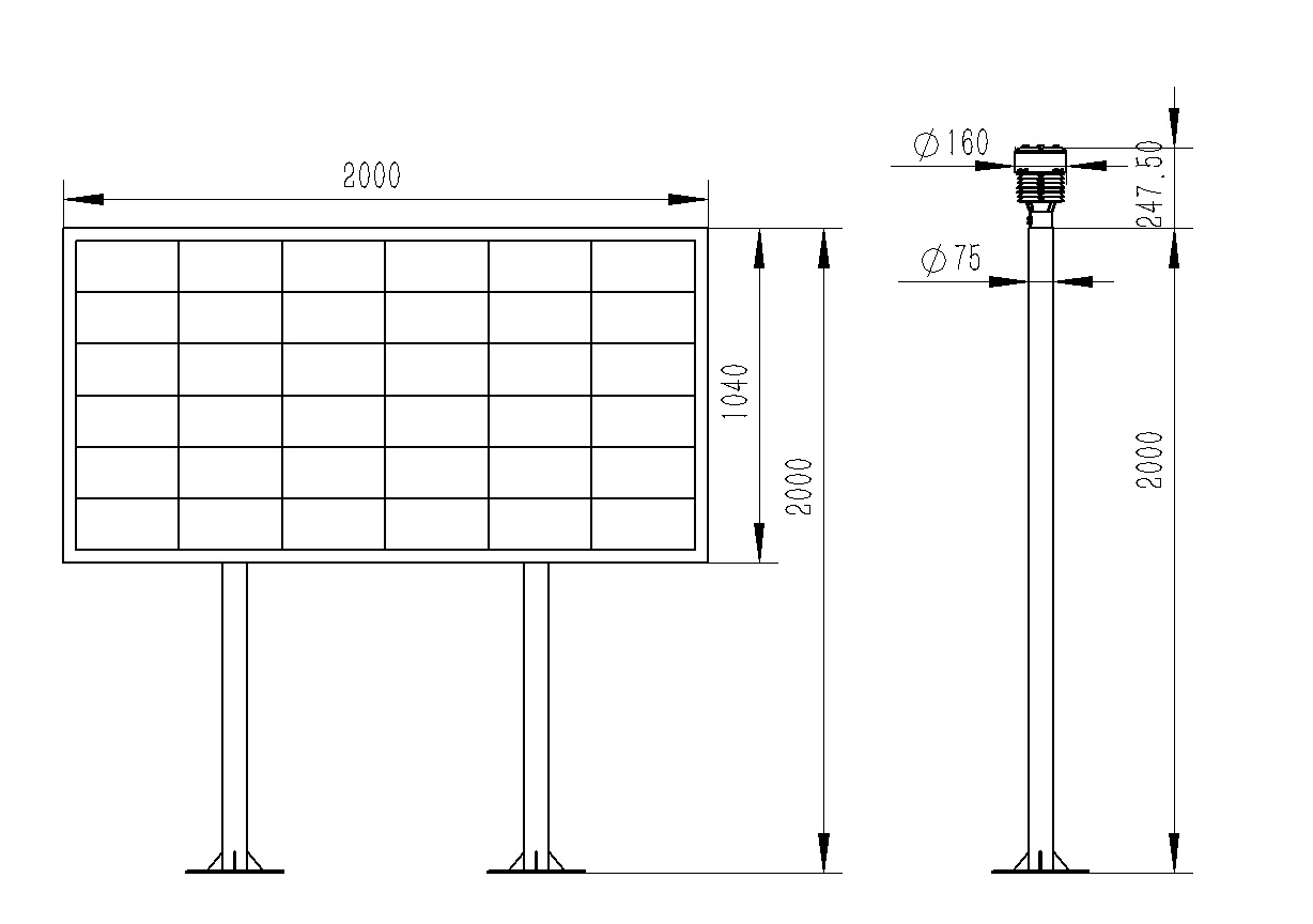 LED屏幕负氧离子监测站产品尺寸图